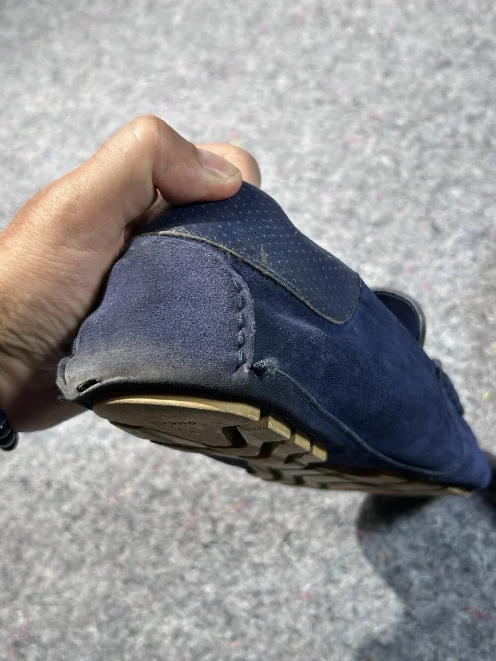 Gucci Horsebit Driving Loafers Navy Blue Suede Mens Size 12 Italy 205843